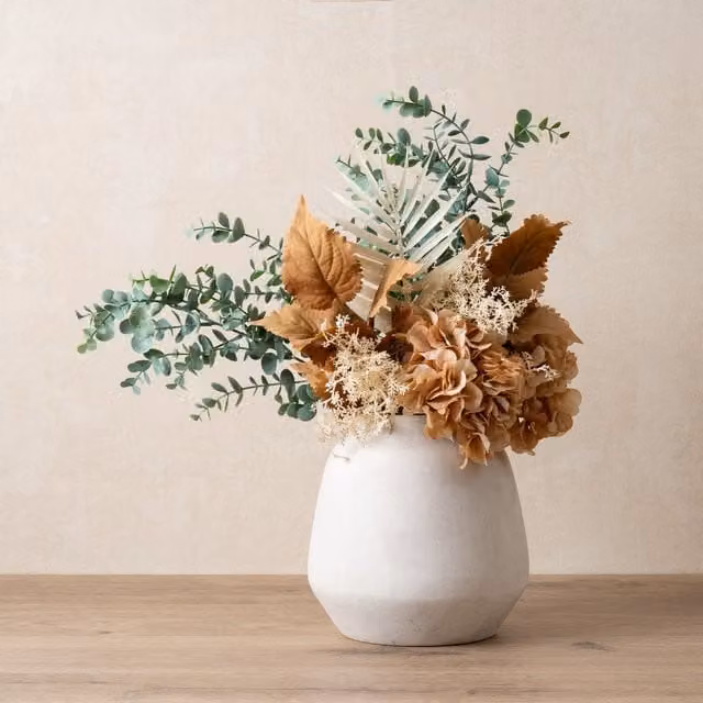 Scottish Everlastings Ltd Peach Dry Look Hydrangea and Eucalyptus Bouquet, 48 cm