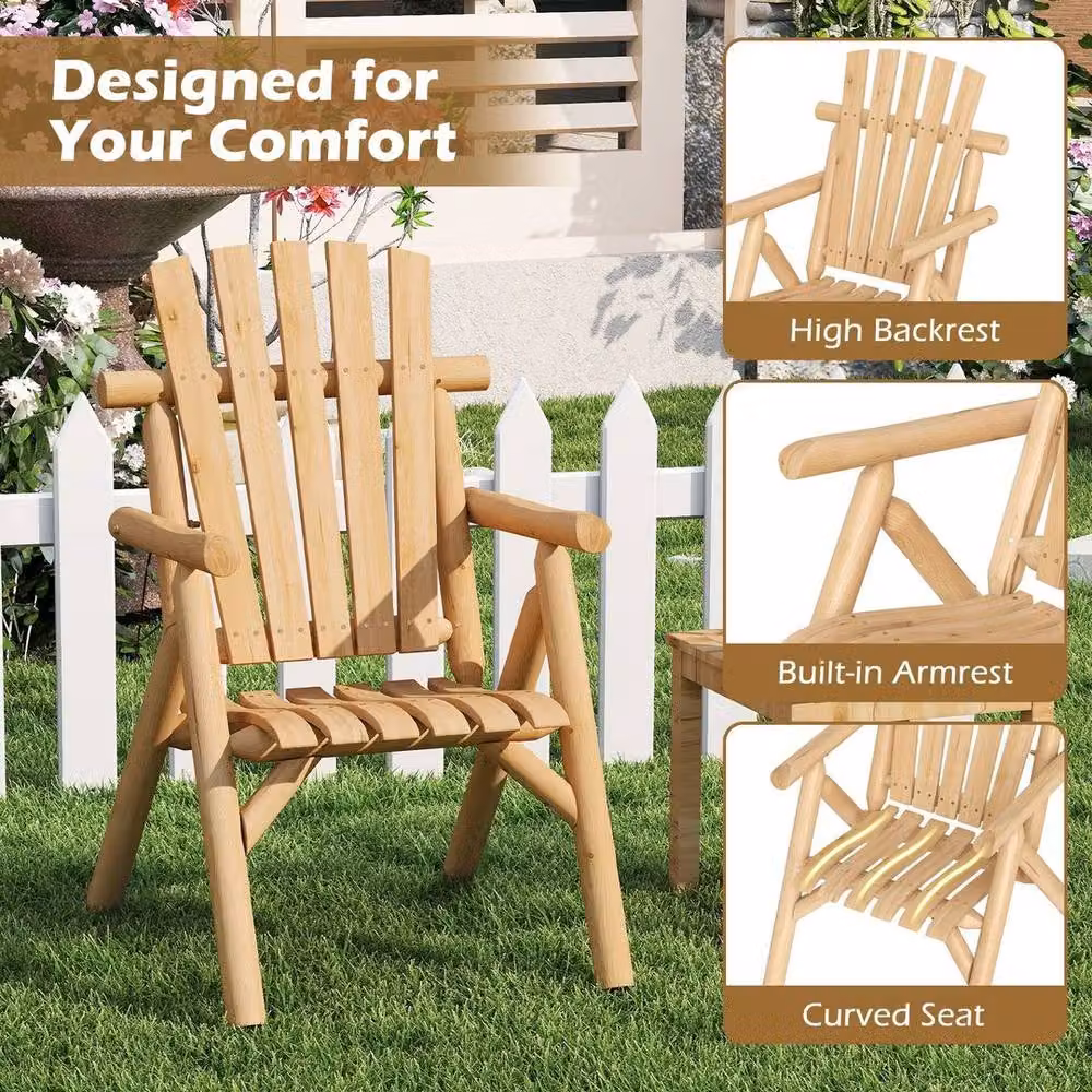 Kelvenix Natural Solid Wood Outdoor Armchair for Garden and Deck – 3