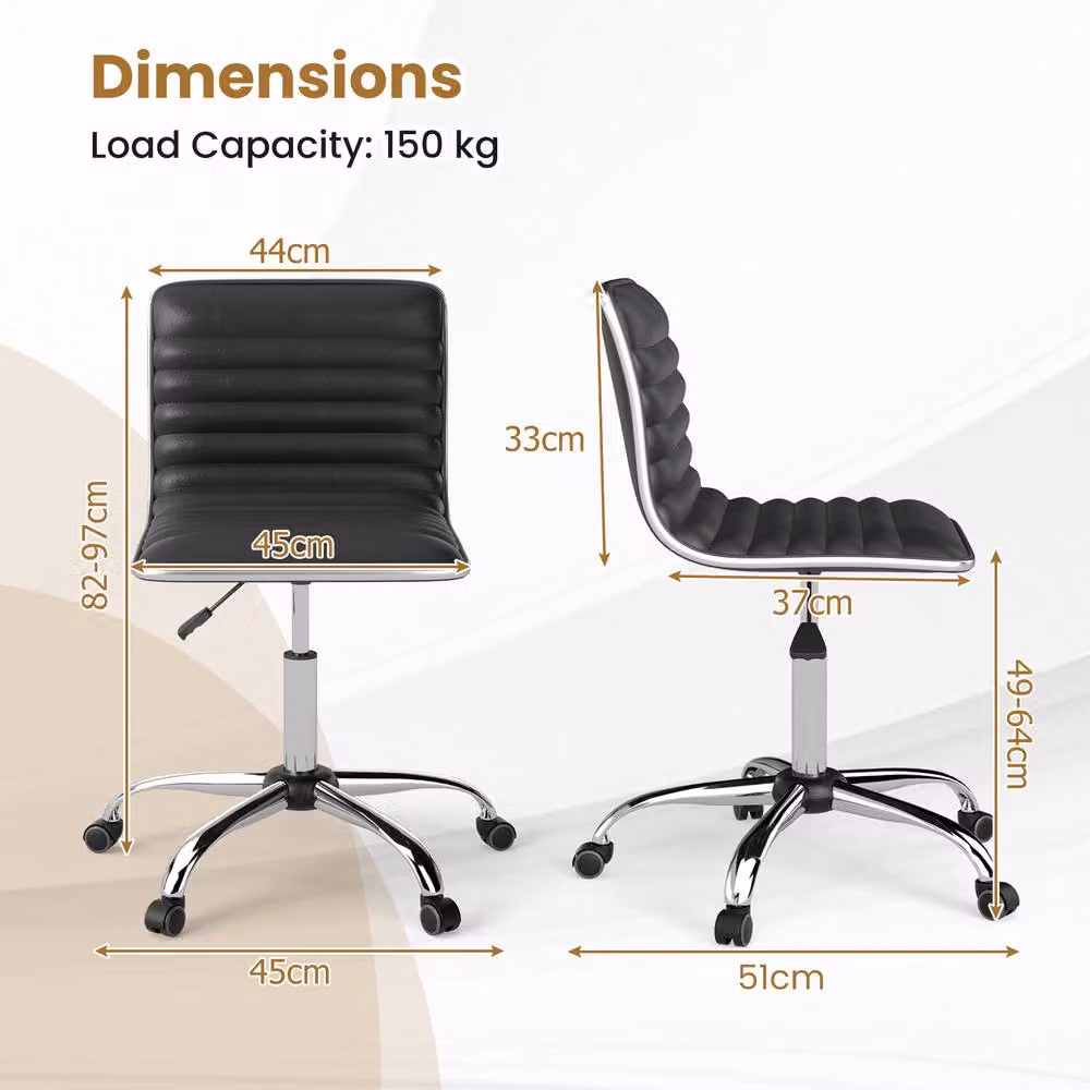 Costway Black Synthetic Leather Adjustable Task Chair with Swivel Seat and Castors – 2
