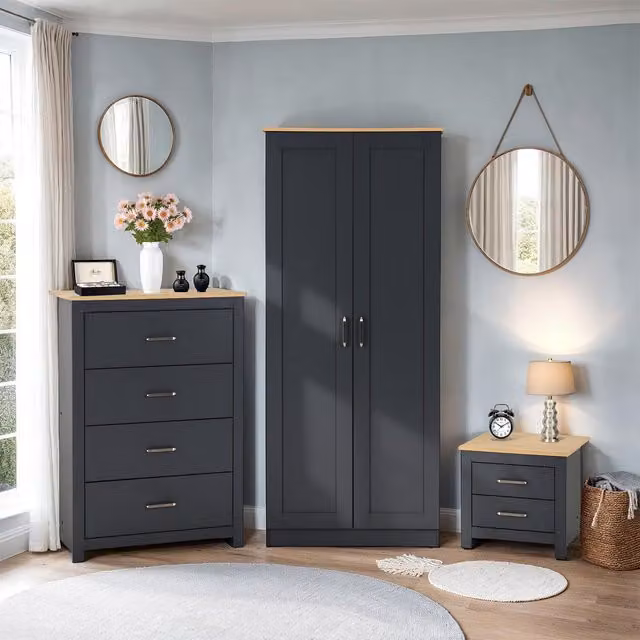 Seconique Portland Trio Set in Grey Matt Oak Wood