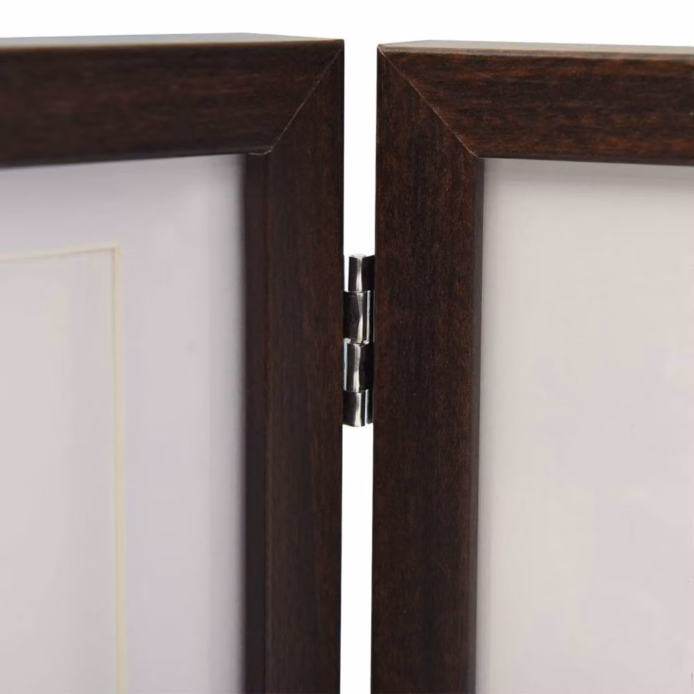 Berkfield Home Trifold Photo Frame Collage in Dark Brown, W: 22 cm, H: 15 cm – 5