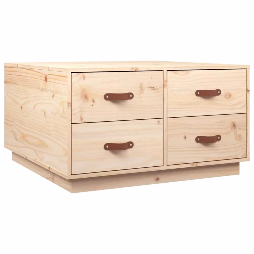 Berkfield Home Beautiful Coffee Table in Natural Solid Pine, W/D/H: 80 x 80 x 45 cm – 2
