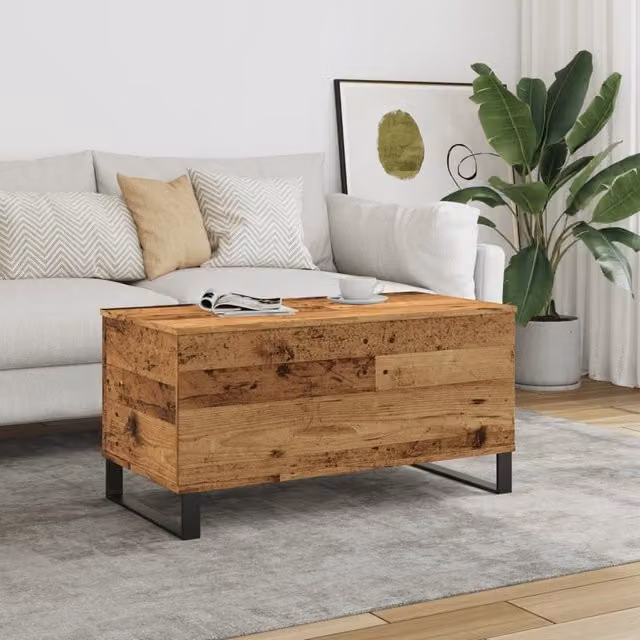 Berkfield Home Old Wood Coffee Table in Brown, W/D/H: 90 x 44.5 x 45 cm – 1