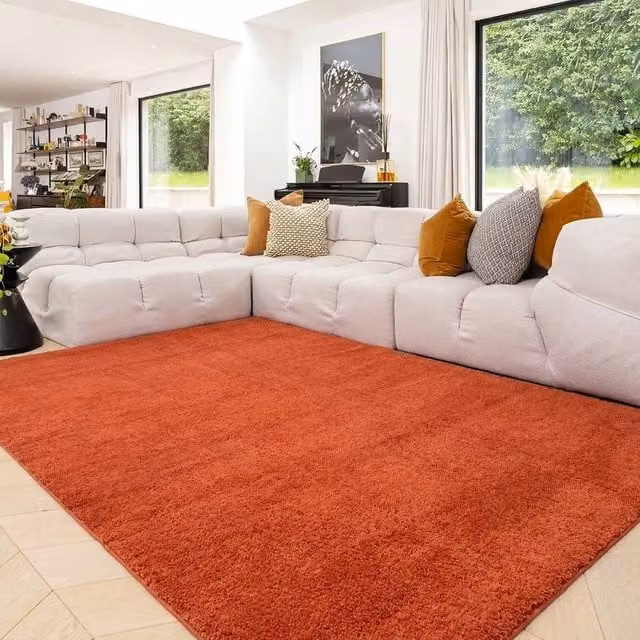 Kukoon Orange Modern Shaggy Area Rug, Machine Washable and Non-Slip, W: 120 cm, L: 170 cm – 1
