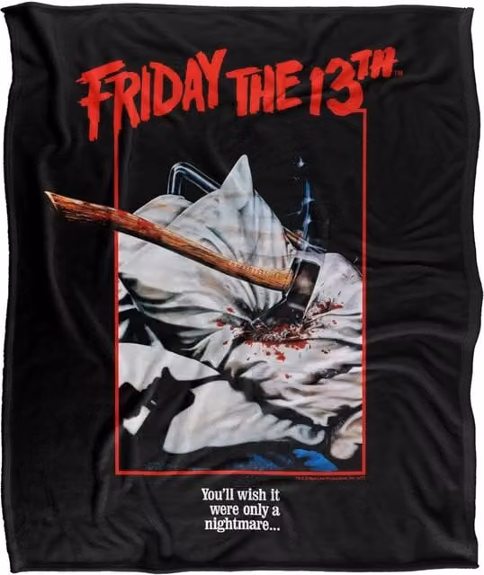Warner Bros. Friday the 13th Axe Poster Super Soft Polyester Throw Blanket, Multicolour, Extra Large