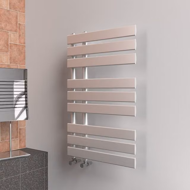 Lux Heat Open Flat Coloured Towel Radiator in Metallic Silver, W/H: 50 x 80 cm