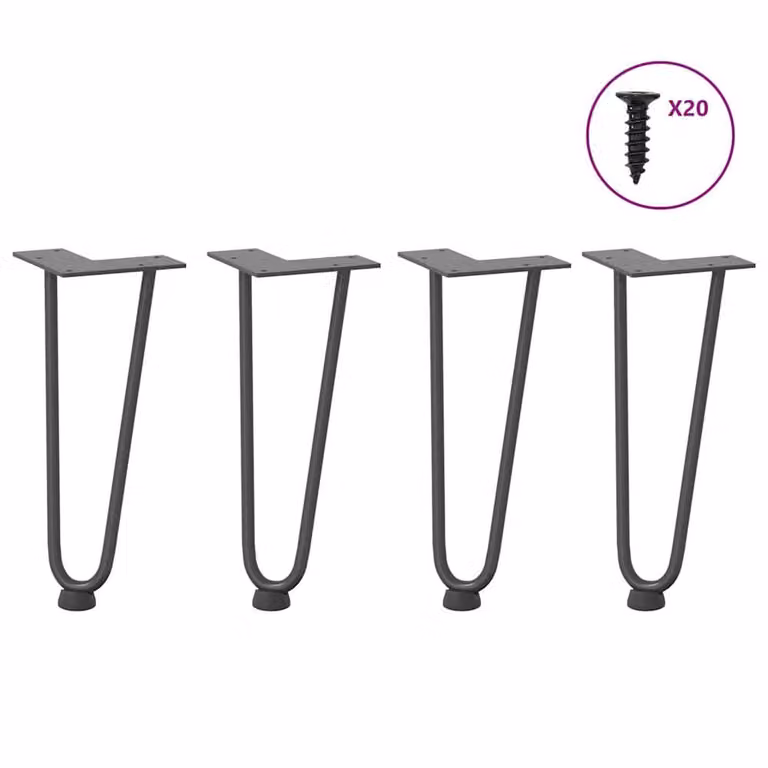 Berkfield Home Hairpin Table Legs, 4 Pieces, Anthracite Matt Steel, Height: 30 cm