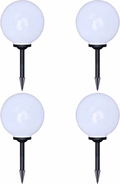 Berkfield Home Solar LED Outdoor Pathway Lamps with Ground Spike, 4 Piece Set, White, Height: 30 cm – 1