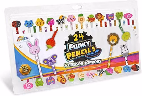 Grafix 24 Multicolour Graphite Wood School Pencils with Eraser Toppers – 2