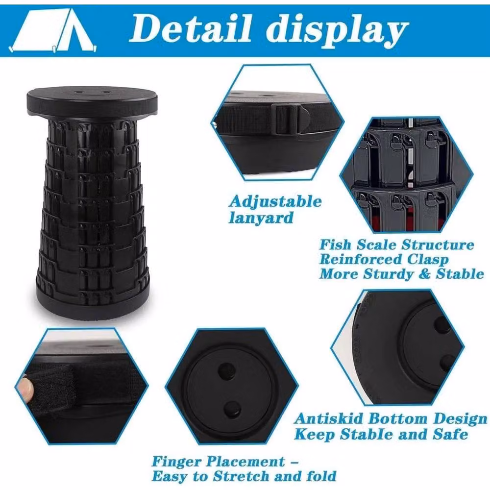 SPETLEK Portable Telescoping Folding Stool in Black – 3