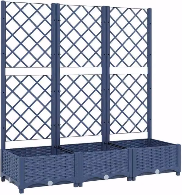 Berkfield Home Garden Planter with Trellis in Dark Grey, W/D/H: 120 x 40 x 121.5 cm