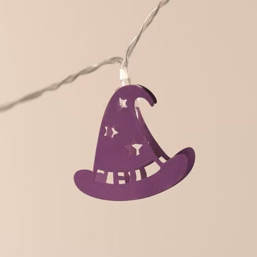 Lights4fun Witch Hat Halloween LED Fairy Lights in Purple and Black – 2