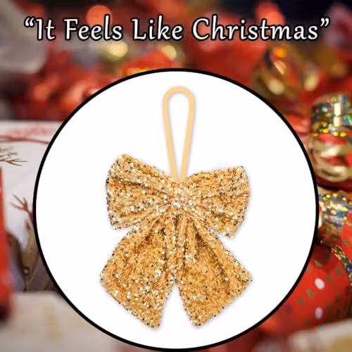 VFM e-Store Gold Sequins Bow Hanging Decoration, W: 30 cm, H: 22 cm – 5