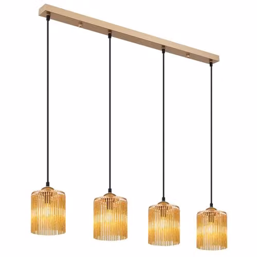 Netlighting Leeds Bar Pendant Ceiling Light in Gold/Brass with 4x E14 Sockets, H x W x D: 133 x 87 x 12 cm