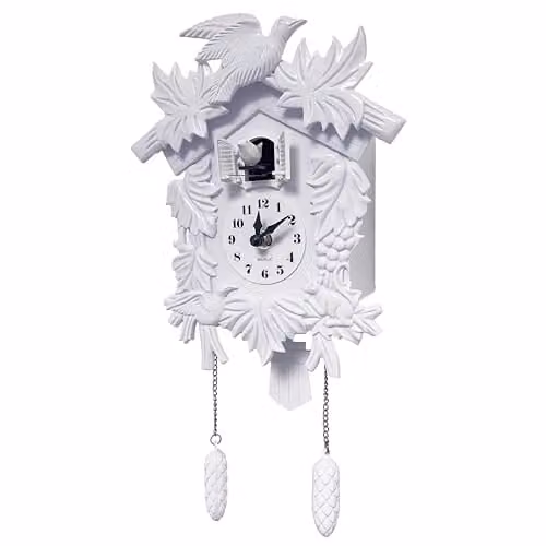 WALPLUS White Vintage Cuckoo Wall Clock with Pendulum and Bird, W/H: 20.2 x 37 cm – 1