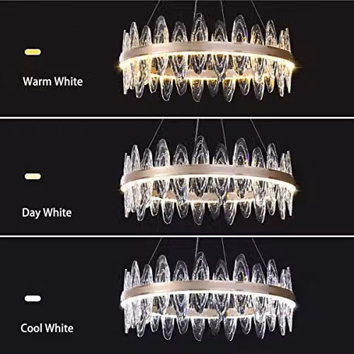WDW Ring Chandelier in Gold and Transparent Crystal with Dimmable LED and Remote Control – 4