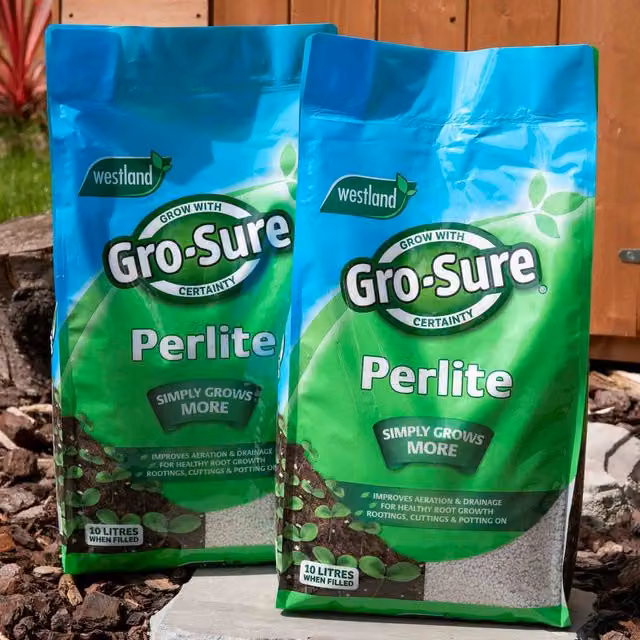 Gro-Sure Perlite Peat-Free Compost Additive for Root Aeration, 2 x 10 Litre, Brown