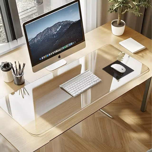 Nicoman Transparent PVC Table Protector Desk Mat, White, W: 60 cm, D: 40 cm