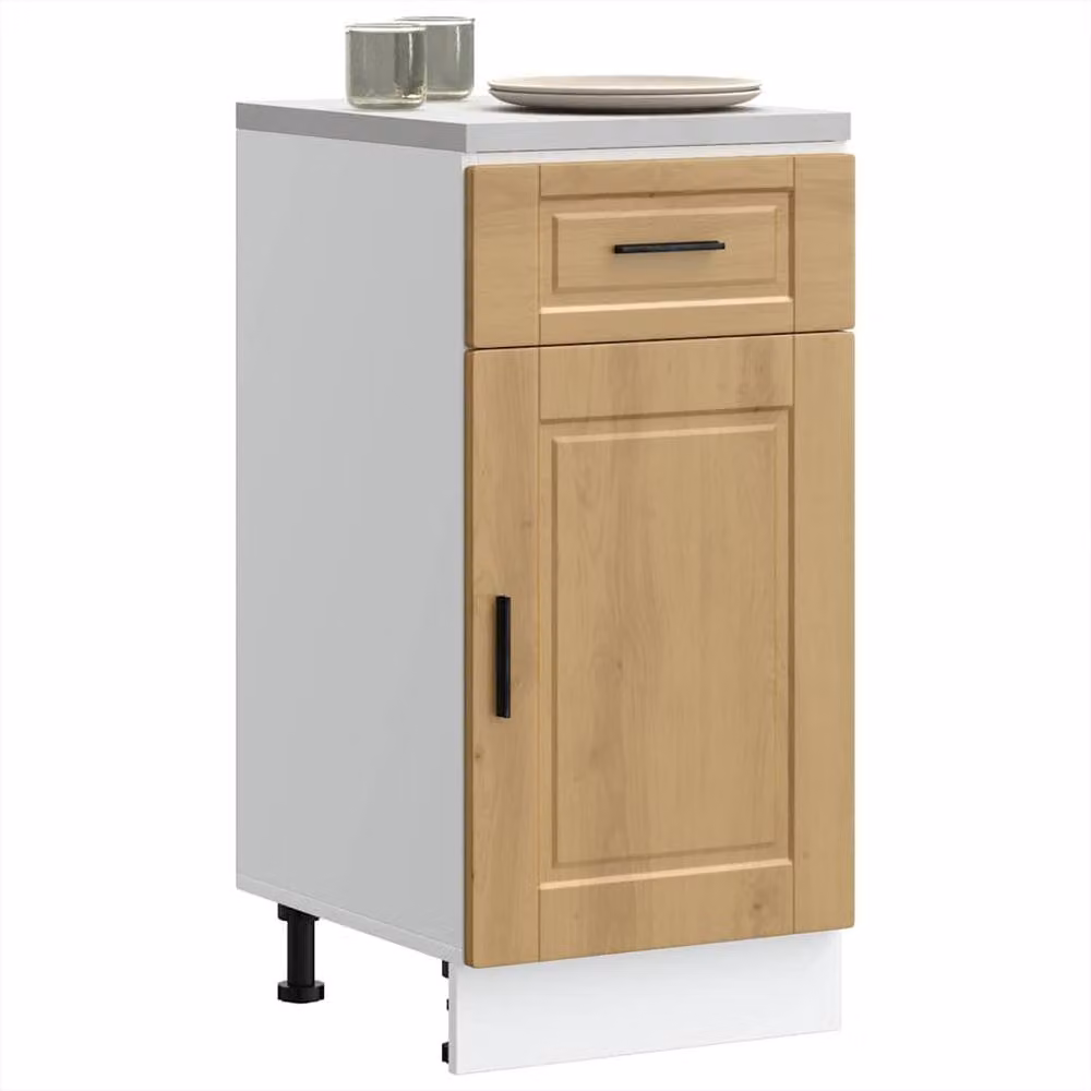 Berkfield Home Porto Artisan Oak Kitchen Base Cabinet in Brown, W/D/H: 81.5 x 40.0 x 46.0 cm – 2