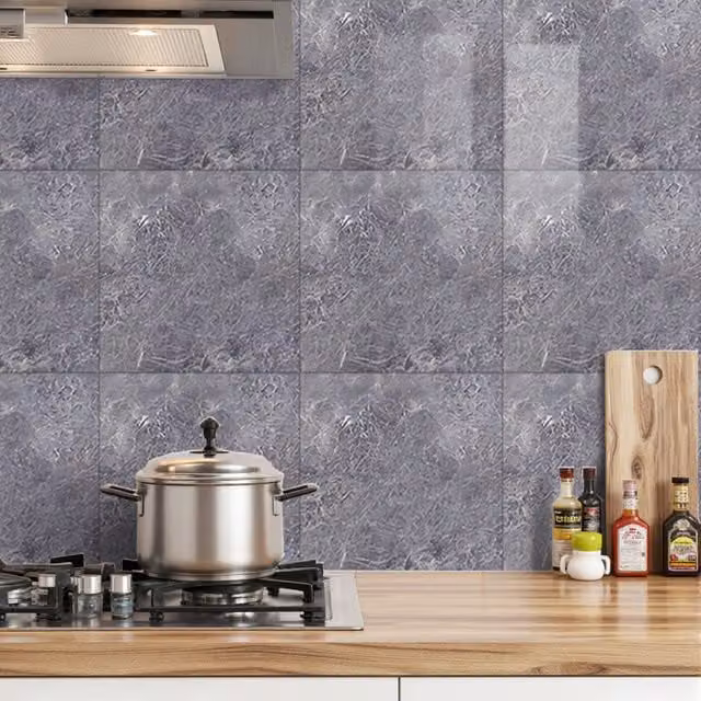 Lifeideas Set of 10 Marble Effect Adhesive Wall Stickers, Dark Grey, W/D/H: 40 x 40 x 40 cm