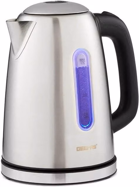 Geepas 2200W Stainless Steel Cordless Electric Kettle with Auto Shut-Off, 1.7 l, Silver