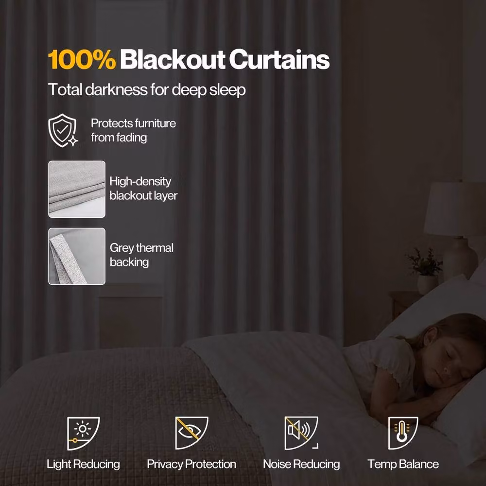 KORVIXA 100% Blackout Thermal Linen Curtains in Light Grey – 2
