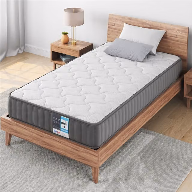 Yaheetech Grey Hybrid Memory Foam and Innerspring Mattress, W/D/H: 90 x 200 cm