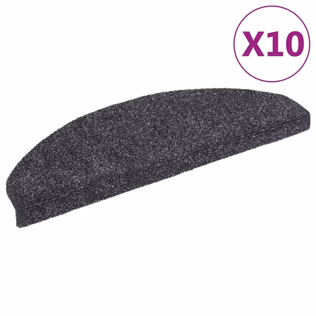 Berkfield Home Self-adhesive Stair Mats, 10 Pieces, Dark Grey, W/D/H: 65 x 21 x 4 cm – 2