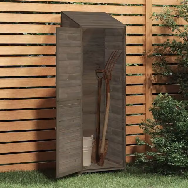 Berkfield Home Garden Tall Cabinet in Anthracite Grey, Solid Wood, W/D/H: 55 x 52 x 174.5 cm – 1