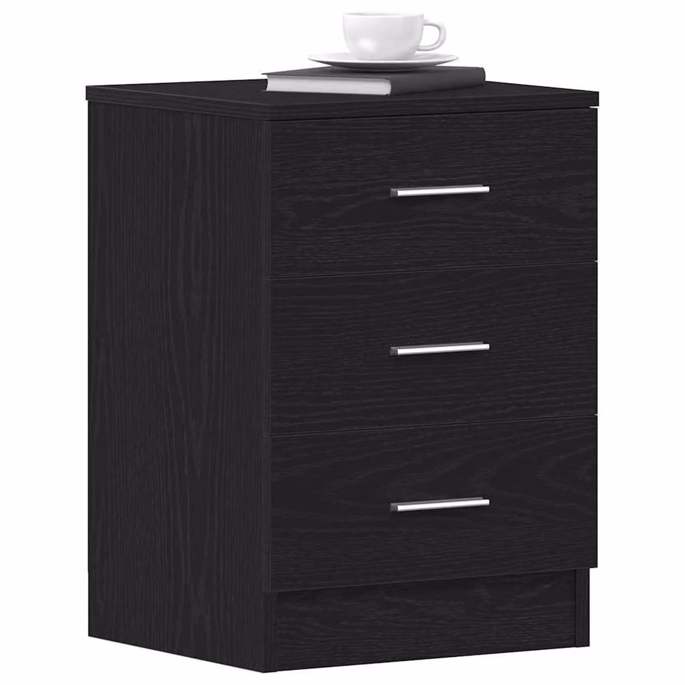 Berkfield Home Set of 2 Durable Bedside Cabinets in Black Oak, W/D/H: 38 x 35 x 55 cm – 2
