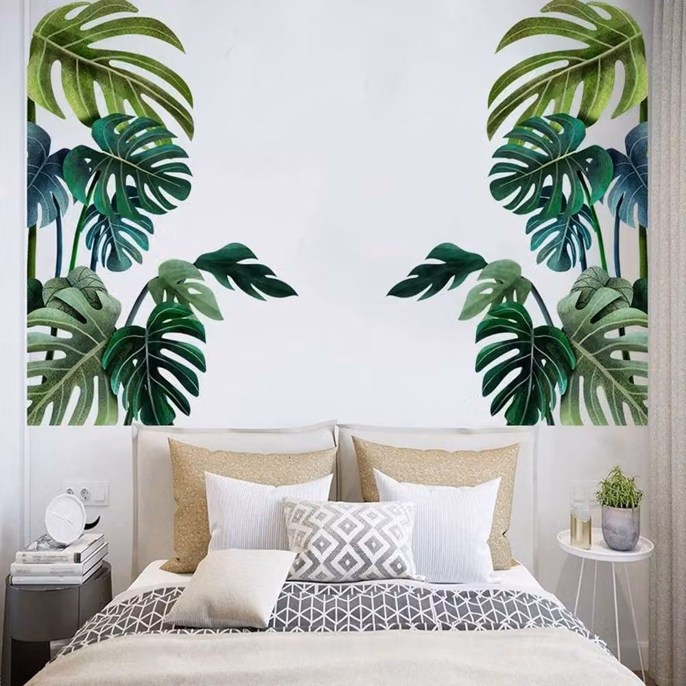 PAWNORA Tropical Leaf Print Adhesive Wall Sticker in Green, W: 30 cm, H: 90 cm – 2