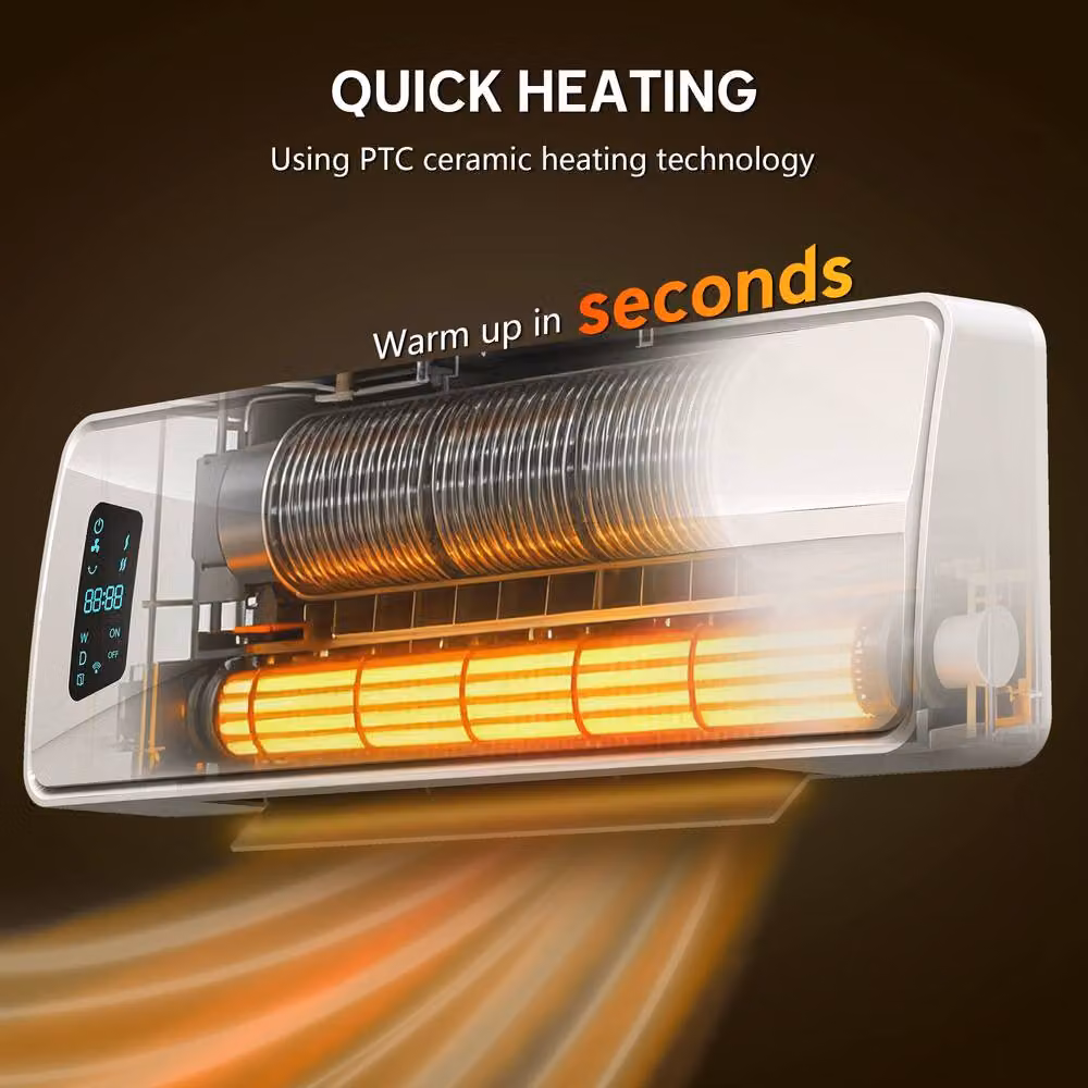 HOMCOM 2000W Ceramic Electric Wall Mounted Fan Heater in White – 3