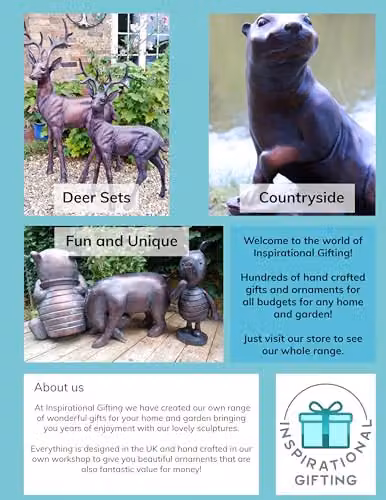 Inspirational Gifting Large Otter Sculpture Garden Ornament in Bronze Finish, Height: 50 cm – 2
