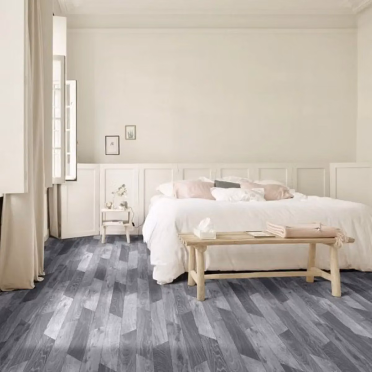Vinyl Flooring UK Rimini Grey Wood Effect Foam Backed Vinyl Flooring Sheet in Beige, W: 200 cm, L: 800 cm, Thickness: 0.23 cm – 2