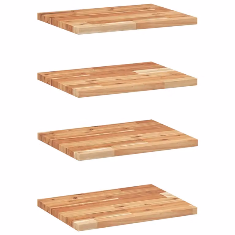 Berkfield Home Set of 4 Floating Acacia Wood Shelves, Brown Oil Finish, W/D/H: 40 x 30 x 2 cm