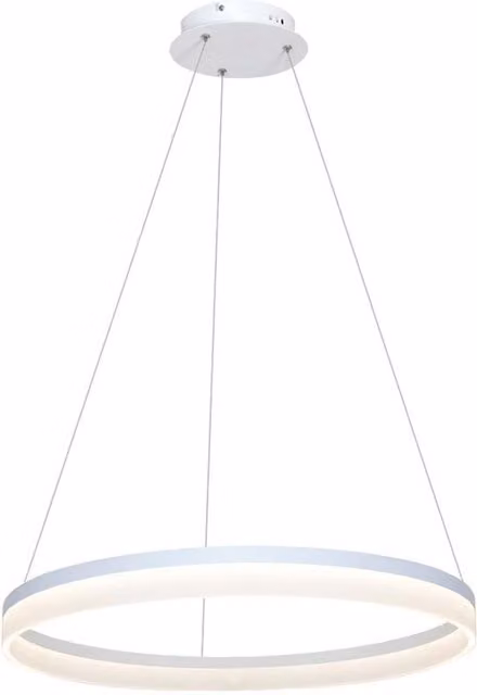 Milagro Modern LED Ring Pendant Lamp in White, Height Adjustable