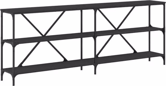 Berkfield Home Black Industrial Console Table with X-Frame Design, W/D/H: 200 x 30 x 75 cm – 1