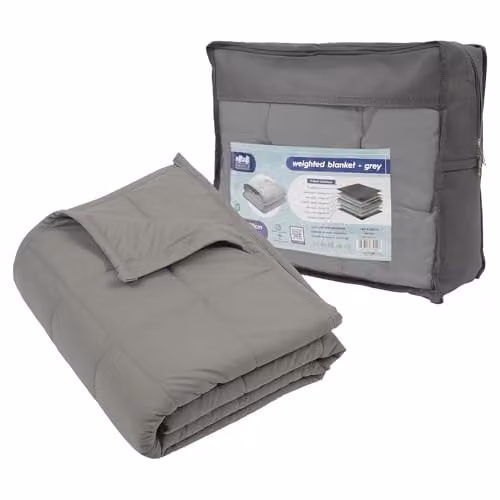 Harbour Housewares Grey Weighted Blanket with Glass Bead Filling and Storage Box, W: 125 cm x D: 150 cm, 4kg – 1