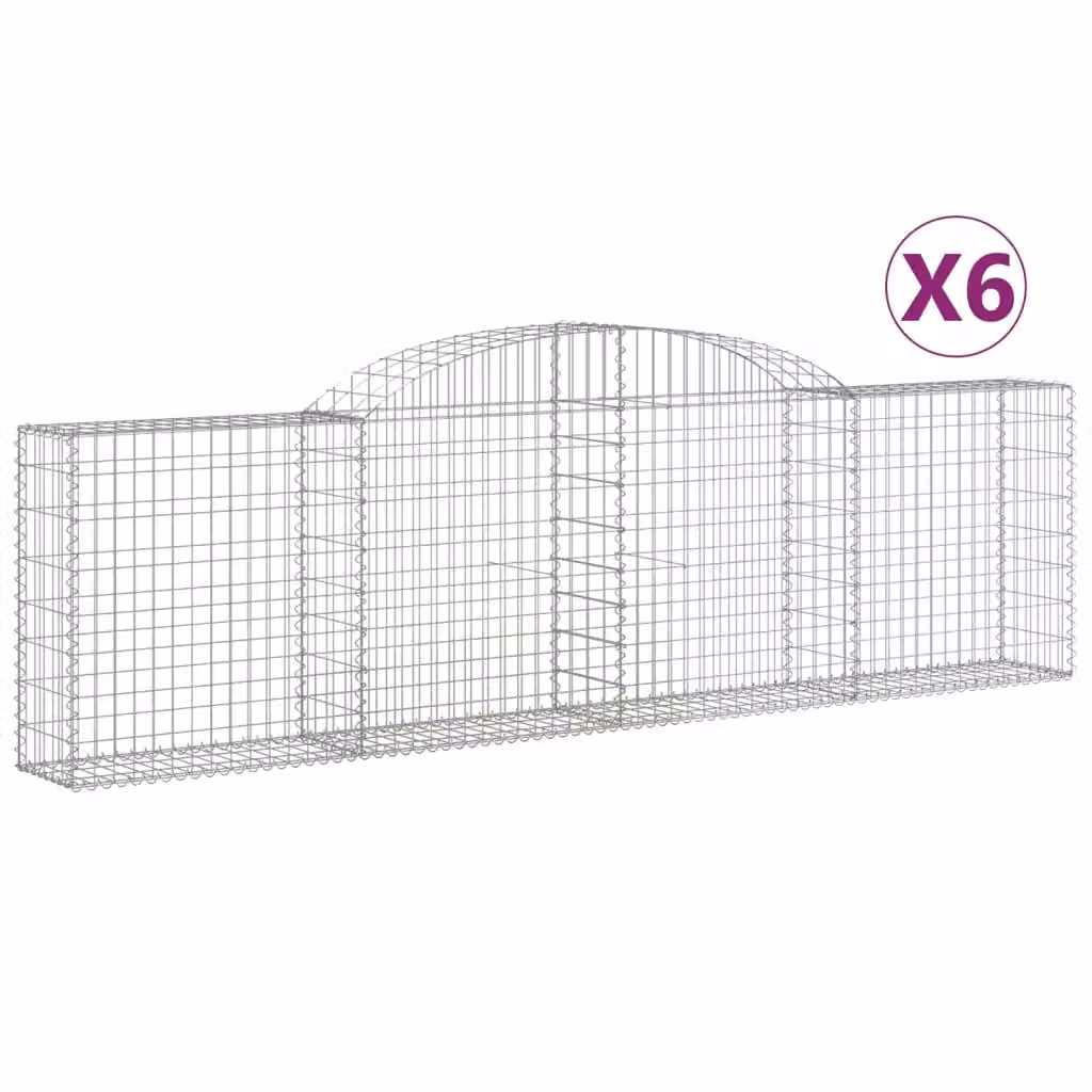 Berkfield Home Arched Gabion Baskets, 6 Piece Set, Silver Galvanised Steel, W: 300 cm, D: 30 cm, H: 80-100 cm – 2