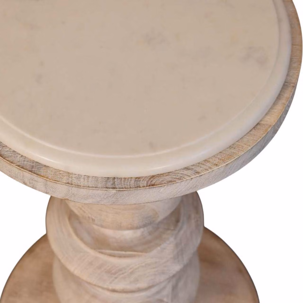 Aosom UK Solid Mango Wood Circular Accent Side Table, Beige, Diameter: 38 cm, Height: 60 cm – 3