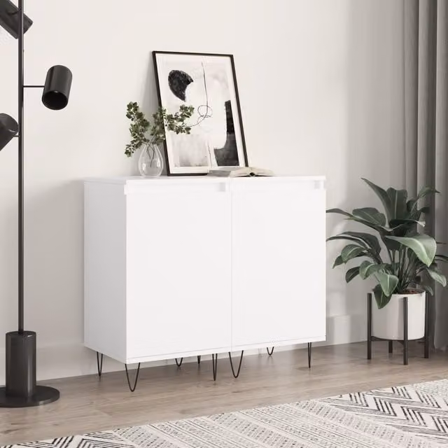 Berkfield Home Set of 2 Modern Sideboards in White and Black, W/D/H: 40 x 35 x 70 cm – 1