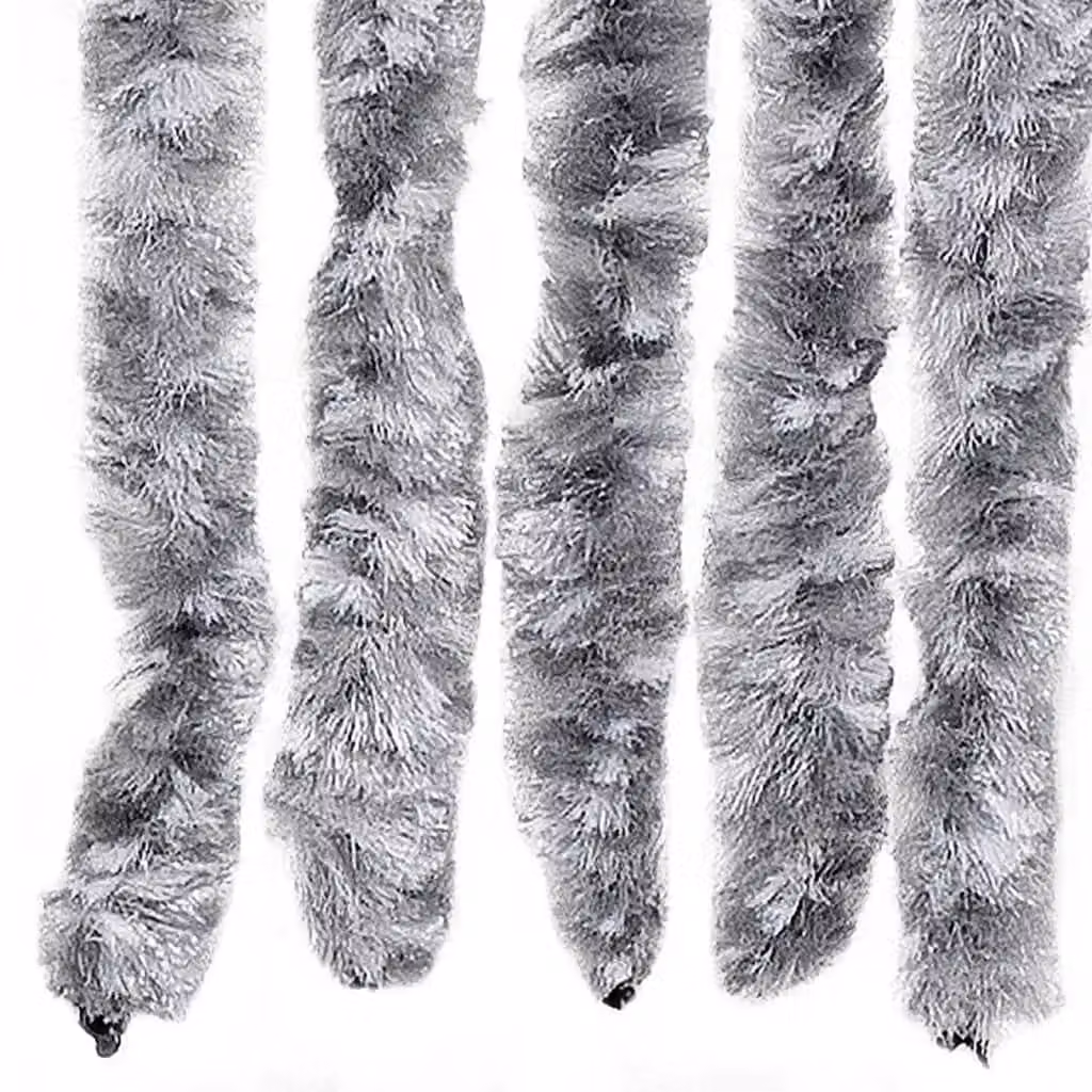Berkfield Home Chenille Fly Curtain in White and Grey, W: 100 cm, H: 230 cm – 4