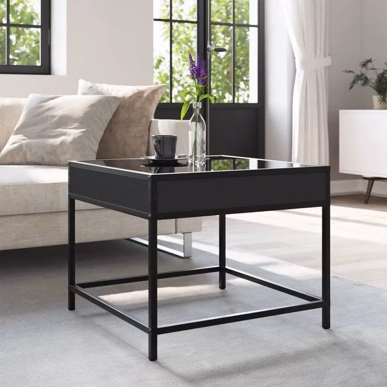 Berkfield Home Infinity LED Coffee Table, Black, W/D/H: 50 x 50 x 41 cm