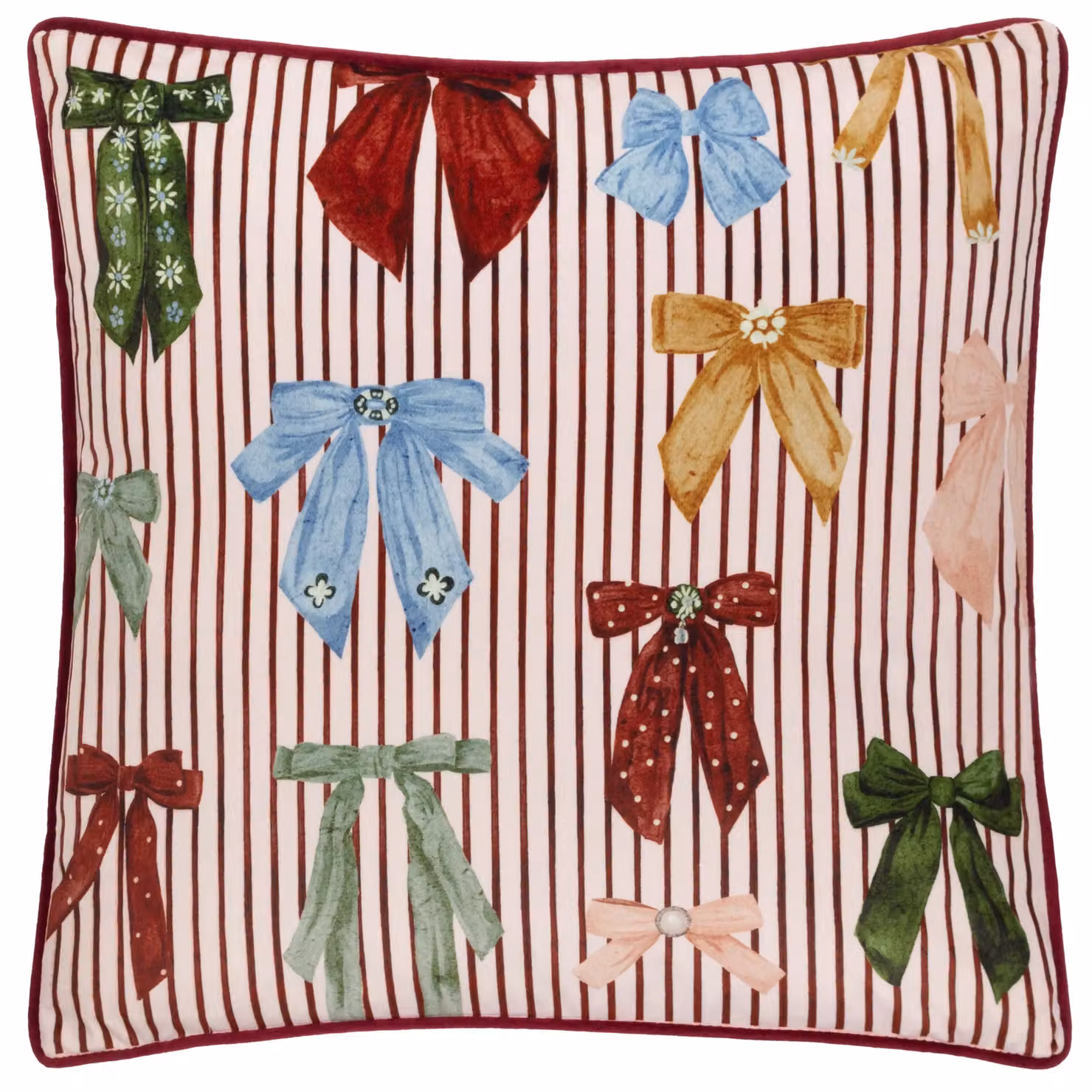 Furn Noortje Bows Piped Cushion, Multicolour, W/D/H: 45 x 45 x 45 cm – 2