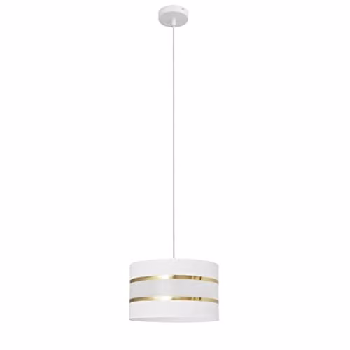 Netlighting Helam Helen Cylindrical Pendant Ceiling Light in White and Gold/Brass, Diameter: 25 cm