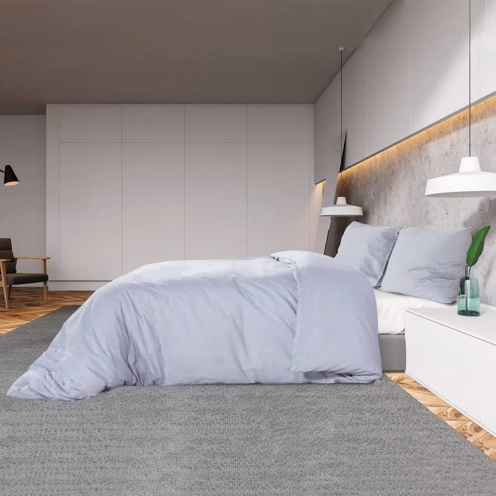 Berkfield Home Grey Cotton Duvet Cover and Pillowcase Set, W: 155 cm, H: 220 cm – 2