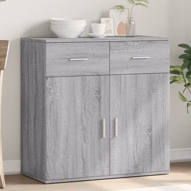 Berkfield Home Grey Sonoma Sideboard in Matt MDF, W/D/H: 79 x 38 x 80 cm