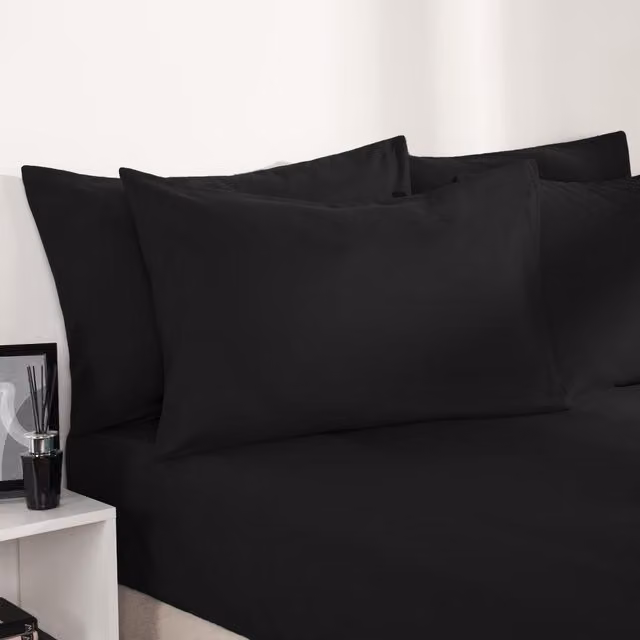 Brentfords Black Microfibre Superking Deep Fitted Bed Sheet, 200 x 200 cm