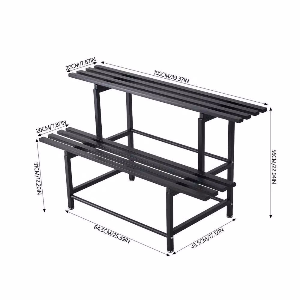 FORGEVIO 2-Tier Metal Plant Stand for Indoor Plants, Black, W/D/H: 100 x 56 x 20 cm – 2