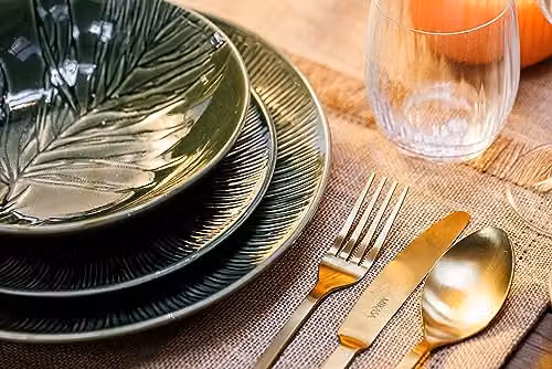Mikasa Jardin Floral Stoneware Pasta Bowl Set, Green, 4 Pieces, Diameter: 20 cm – 8